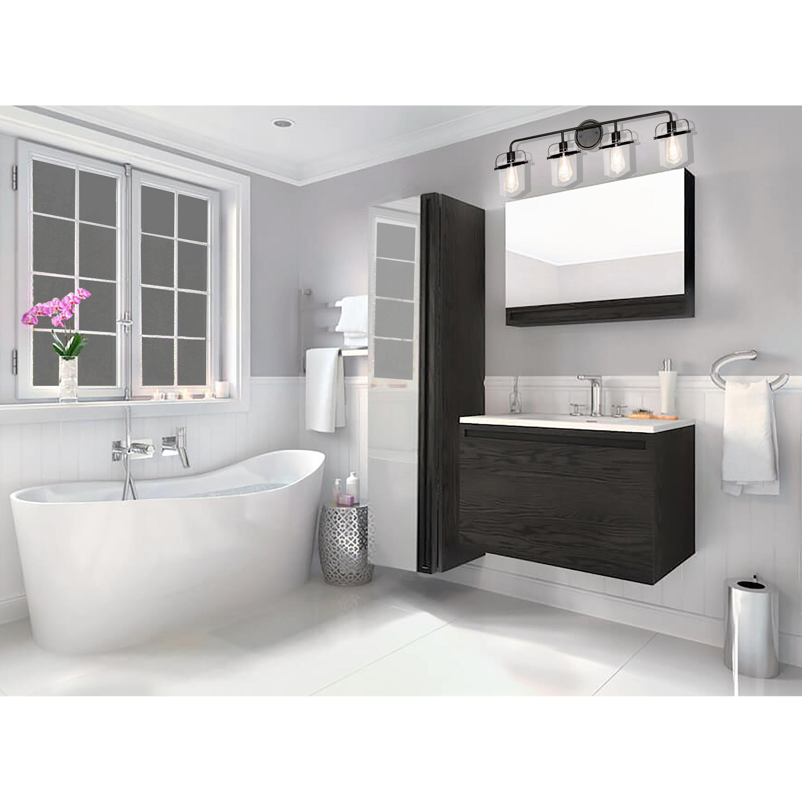 Jaxon 4 Light 33 inch Oil Rubbed Bronze Bath Bar Wall Light