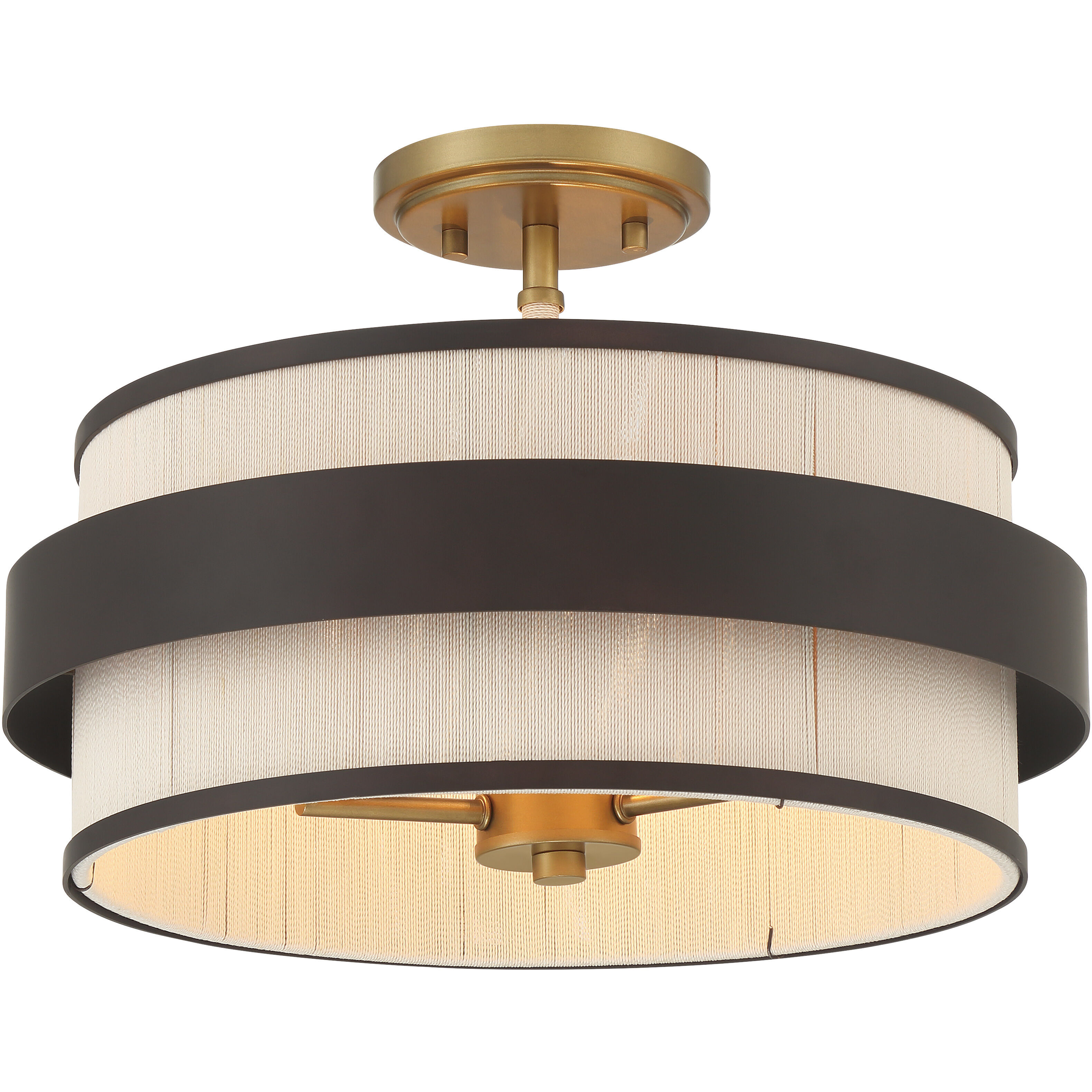 Harbor Wrap 3 Light 16 inch Legacy Brass and Dark Bronze Semi Flush Ceiling Light