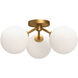 Alora Mood Cassia 3 Light 17.75 inch Aged Gold Semi Flush Mount Ceiling Light in Matte Opal Glass