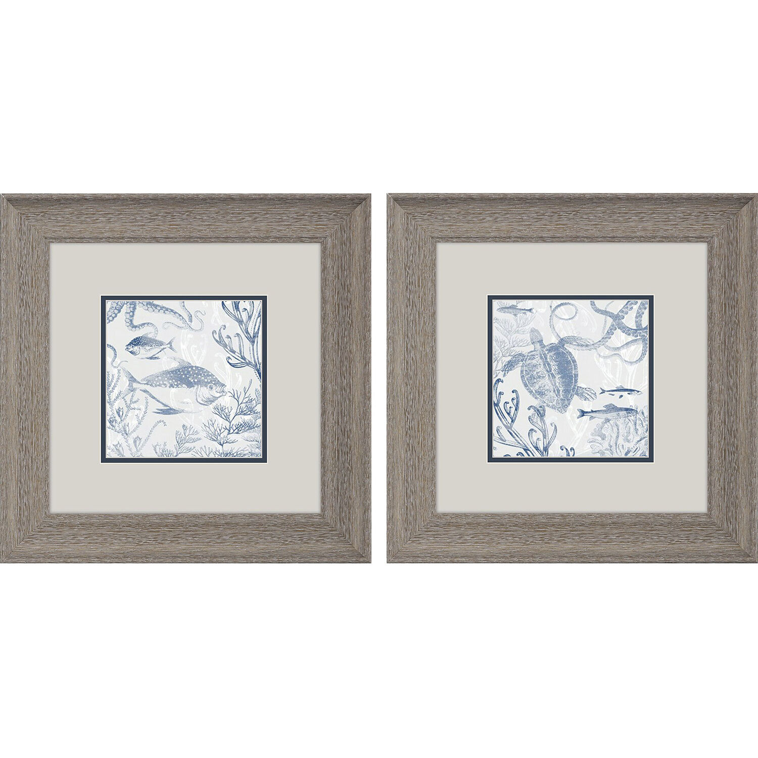 Seabed Scene Blue and Gray Framed Art, Propac