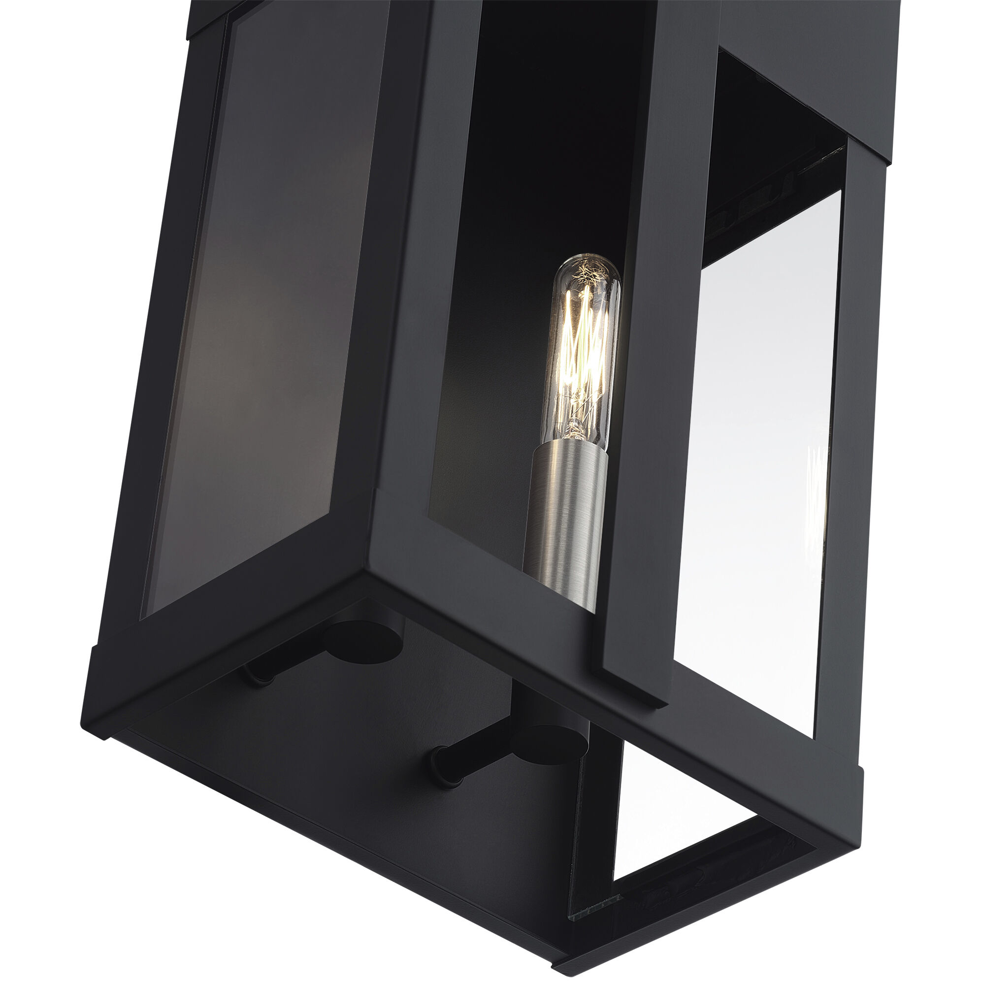 Berksford 2 Light 12 inch Black with Brushed Nickel Candles Outdoor Wall Lantern