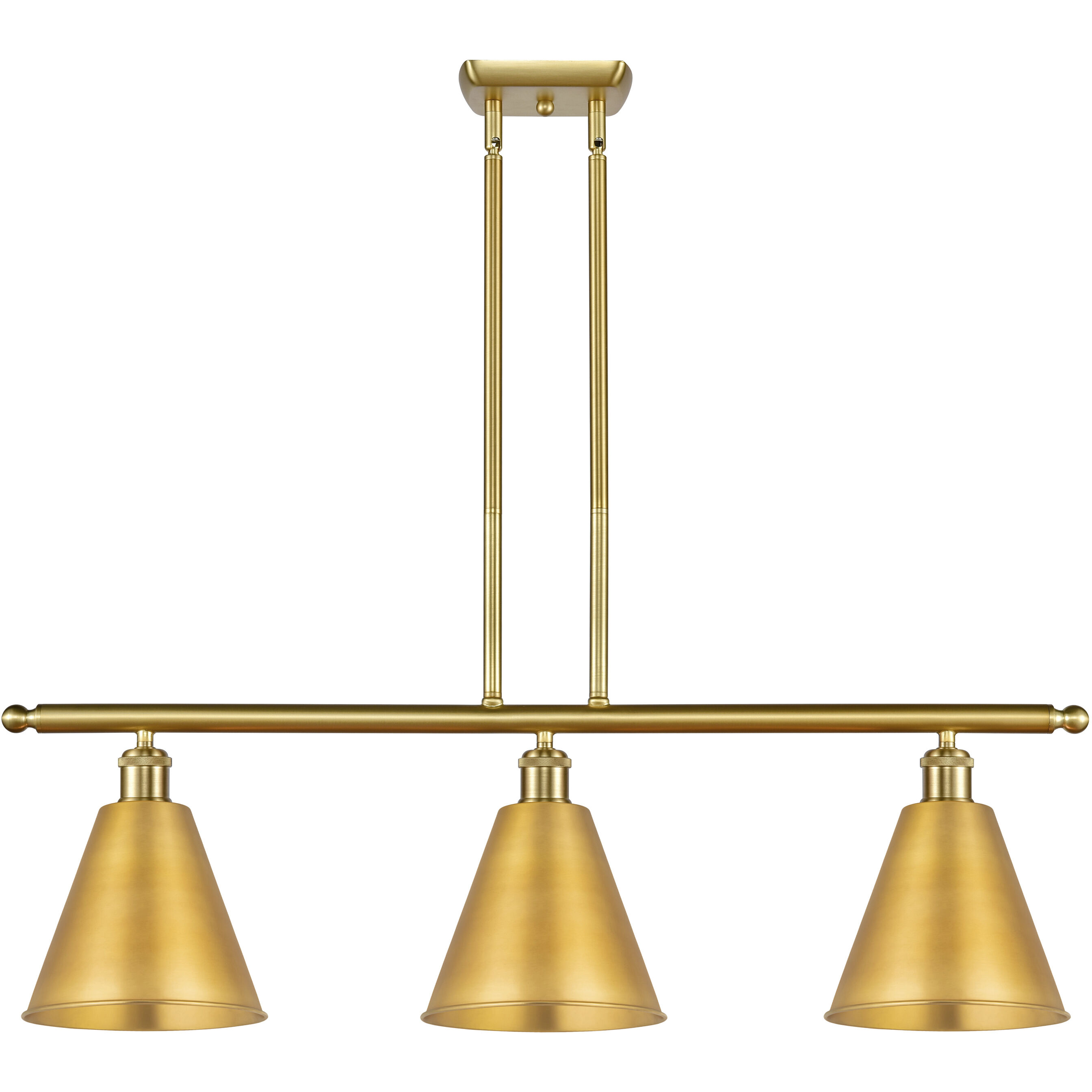 Ballston Cone 3 Light 36 inch Satin Gold Island Light Ceiling Light