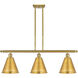Ballston Cone 3 Light 36 inch Satin Gold Island Light Ceiling Light