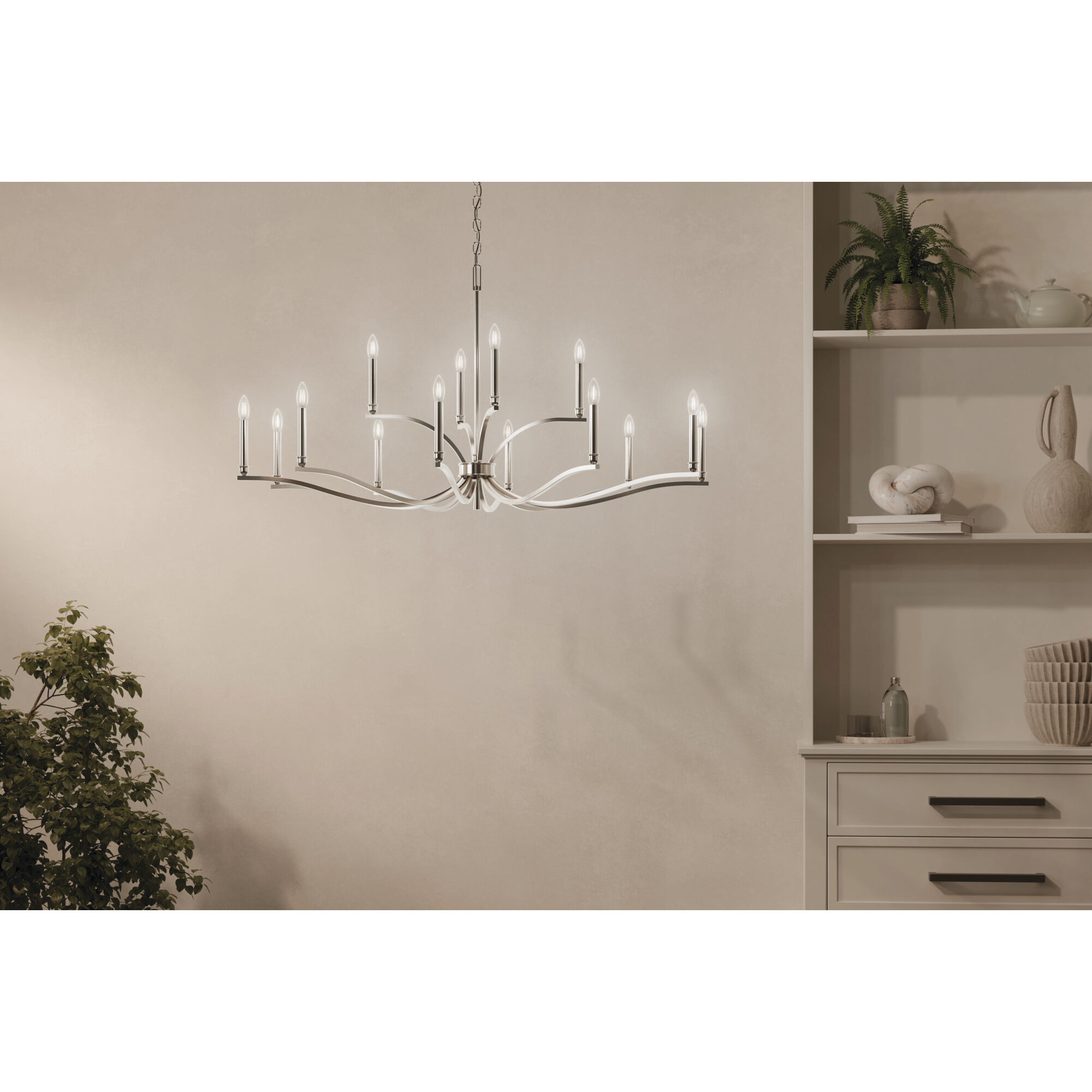 Malene 14 Light Polished Nickel Chandelier Ceiling Light, 2 Tier Large