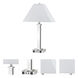 Hotel 28 inch 100 watt Brushed Steel Table Lamp Portable Light