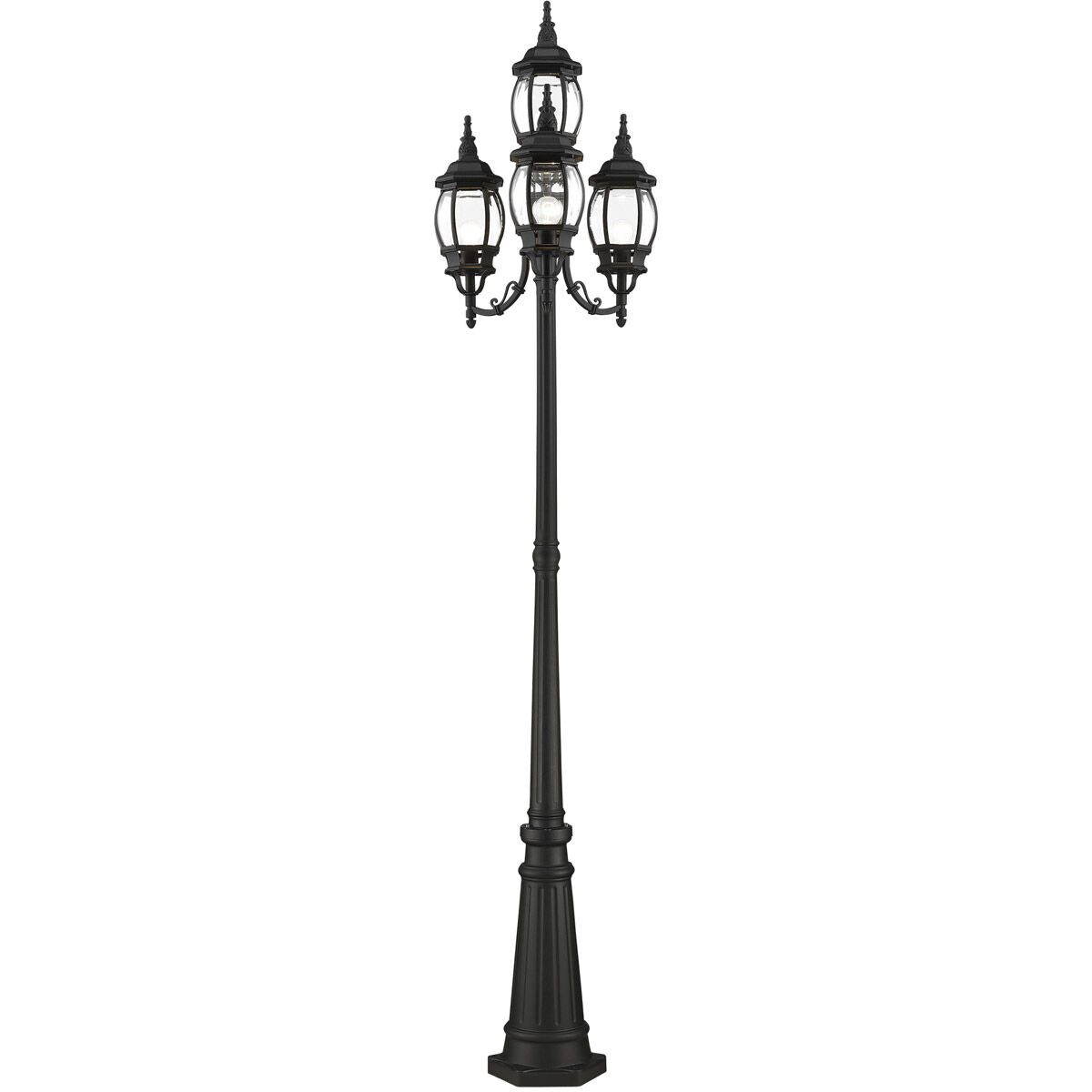 Frontenac 4 Light 93 inch Textured Black Outdoor Post Light