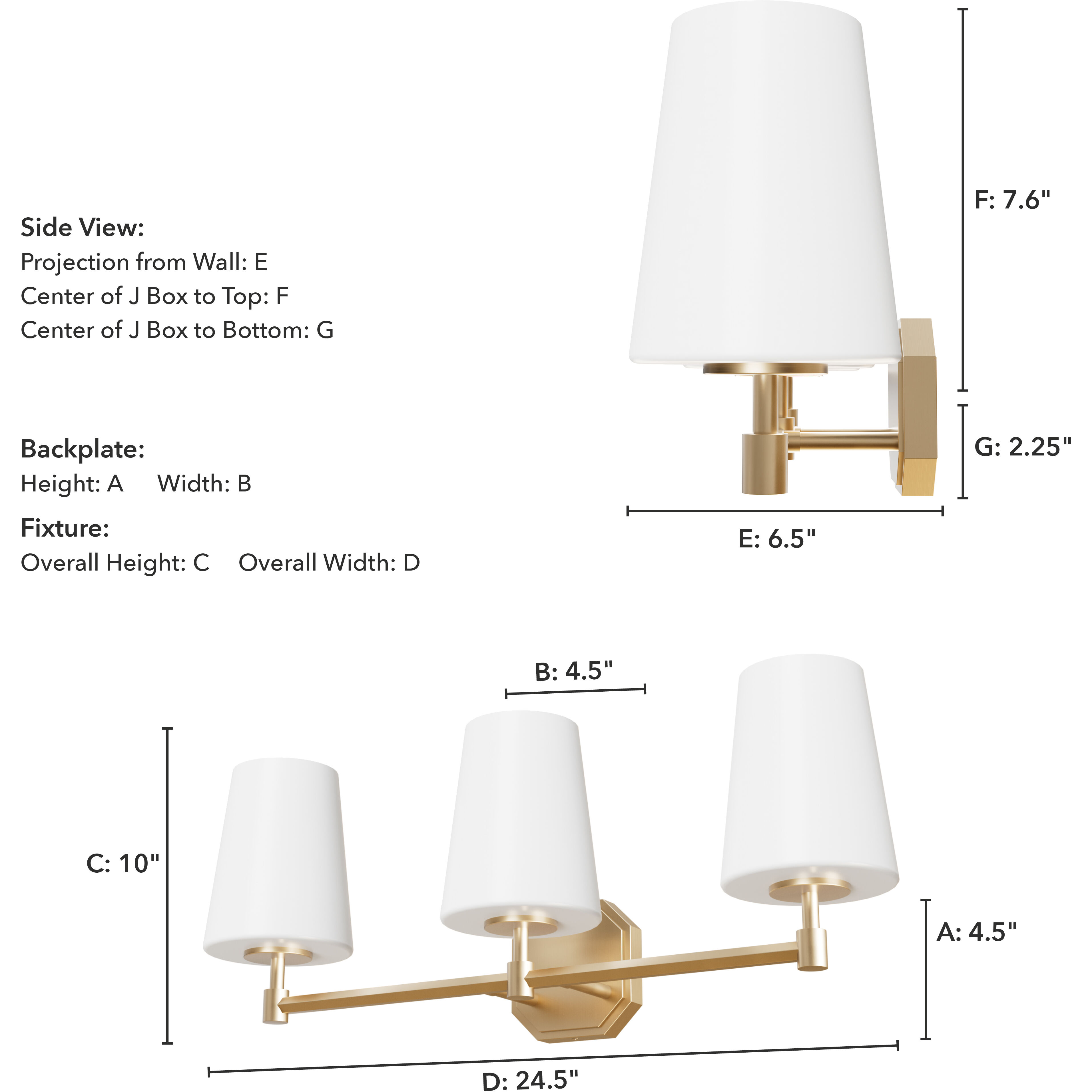 Nolita 3 Light 24.5 inch Alturas Gold Vanity Light Wall Light