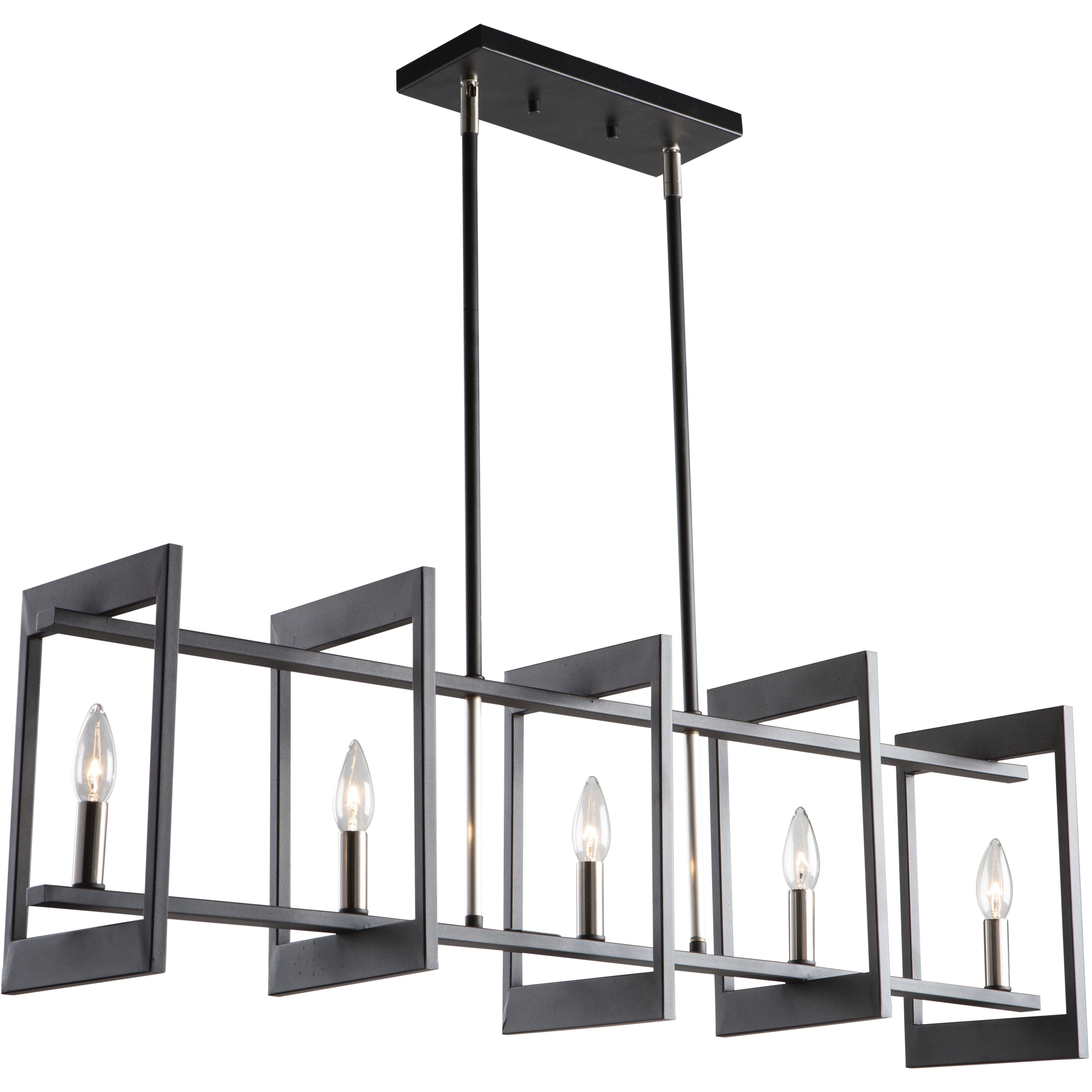 Sutherland 5 Light 40 inch Black and Brushed Nickel Candle Island Light Ceiling Light