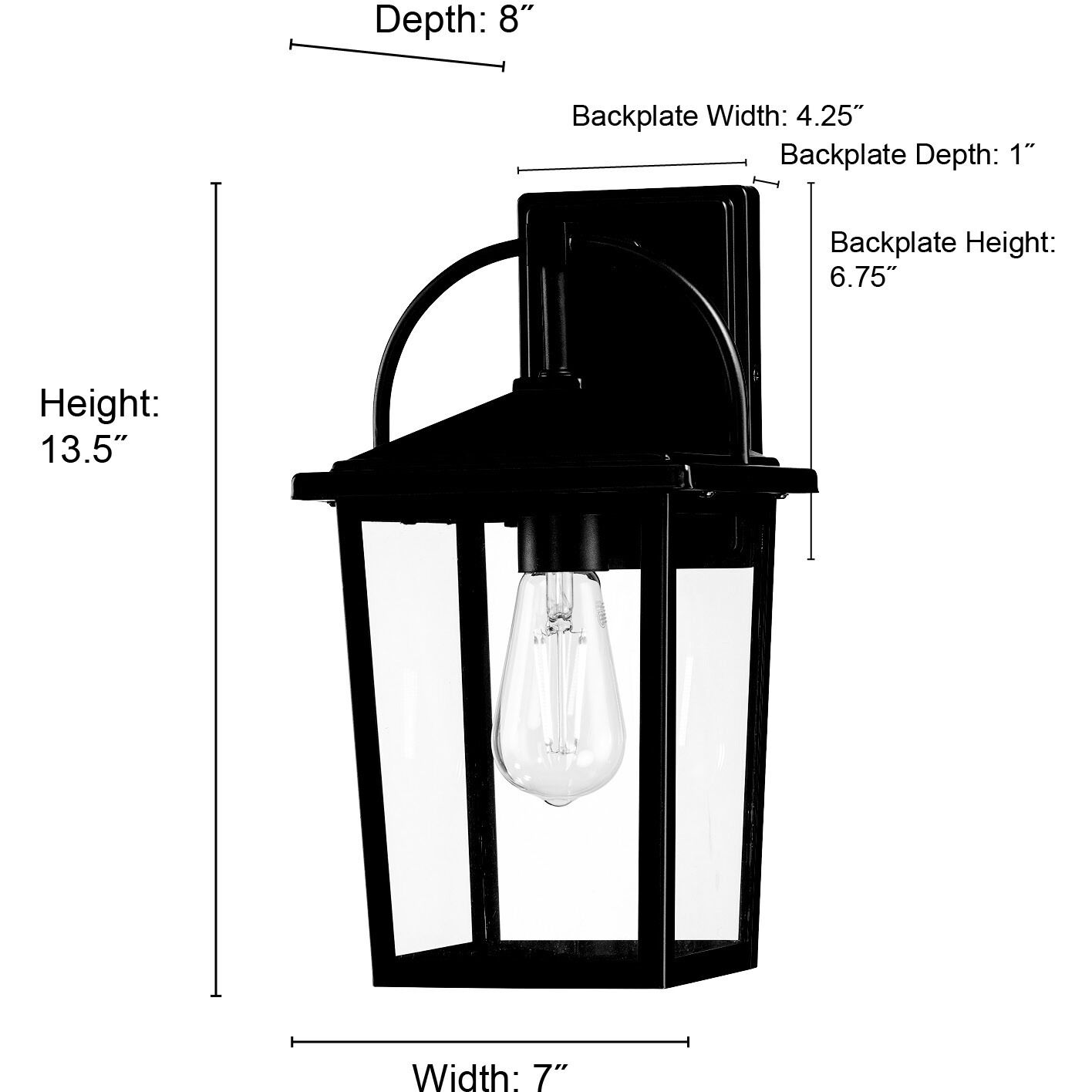 Strathden 1 Light 13.5 inch Powder Coated Black Outdoor Wall Sconce