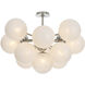 Shine 13 Light 33.75 inch Polished Nickel Flush Mount Ceiling Light in Swirl Glass