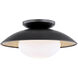 Cadence 1 Light 14 inch Black Lustro / Gold Leaf Combo Semi Flush Ceiling Light 