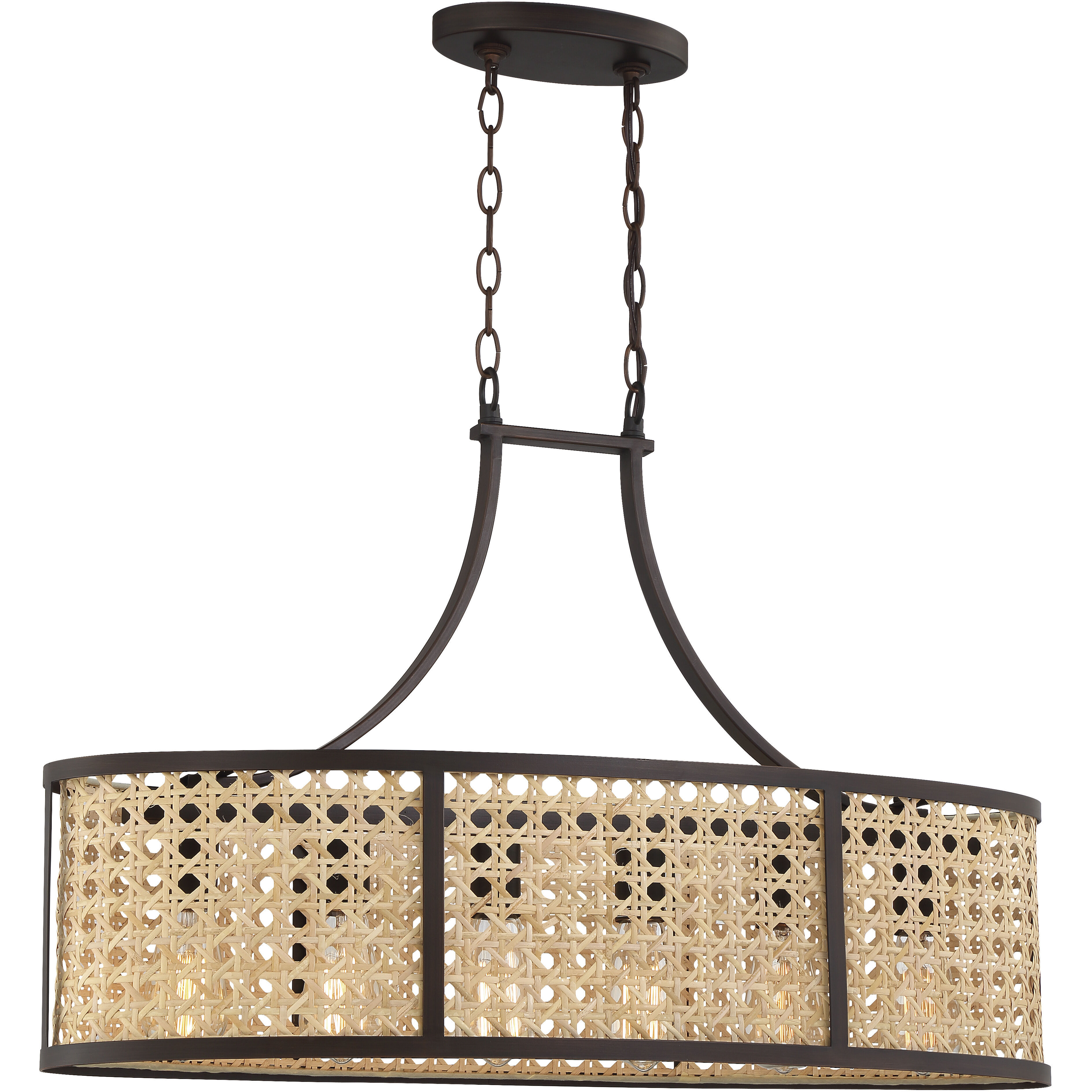 Malaya 6 Light 31.75 inch Aged Bronze Brushed Island Ceiling Light