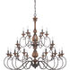 Auburn 24 Light 48 inch Rustic Black Foyer Chandelier Ceiling Light