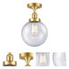 Beacon 1 Light 8 inch Satin Gold Semi-Flush Mount Ceiling Light in Seedy Glass