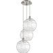 Ballston Athens Water Glass 3 Light 19 inch Brushed Satin Nickel Multi-Pendant Ceiling Light