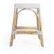 Robias Rectangular Rattan 24.5" Counter Stool in White and Sky Blue Dot