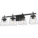 Lauren 4 Light 30.5 inch Matte Black Vanity Wall Light