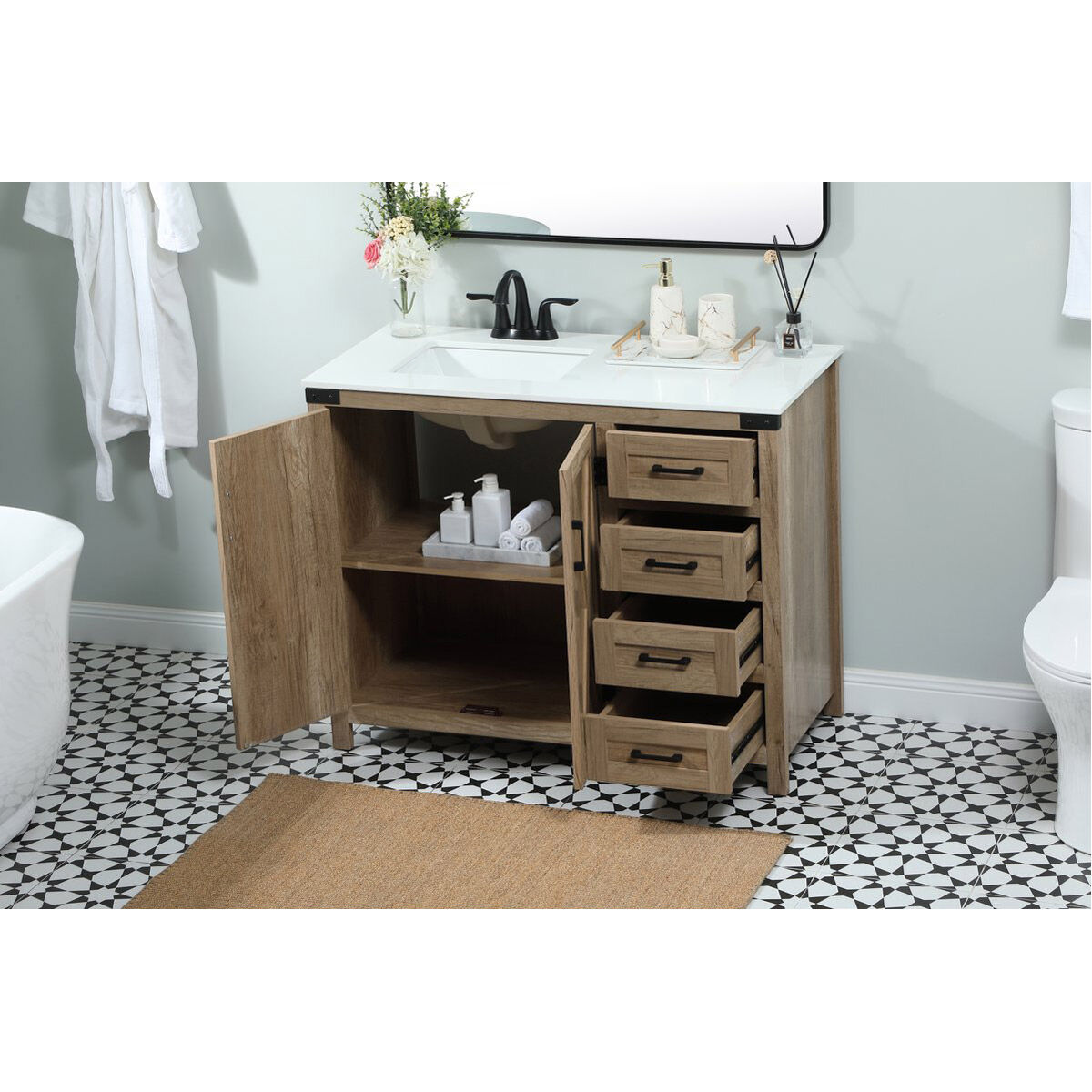 Grant 42 X 19 X 34 inch Natural Oak Vanity Sink Set