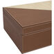 Leather & Raffia 12 inch Brown and Natural Boxes, Set of 2