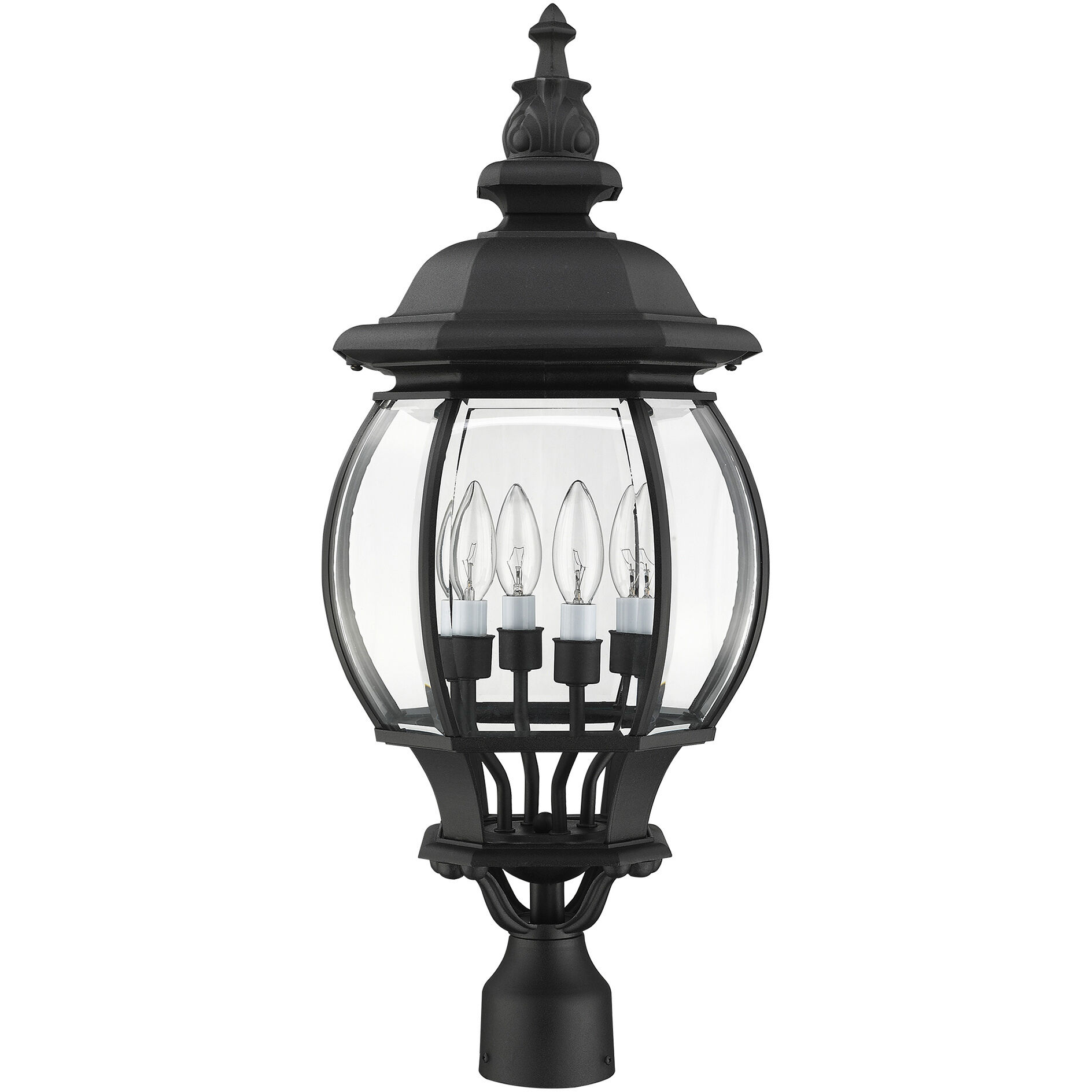 Frontenac 4 Light 27 inch Textured Black Outdoor Post Top Lantern