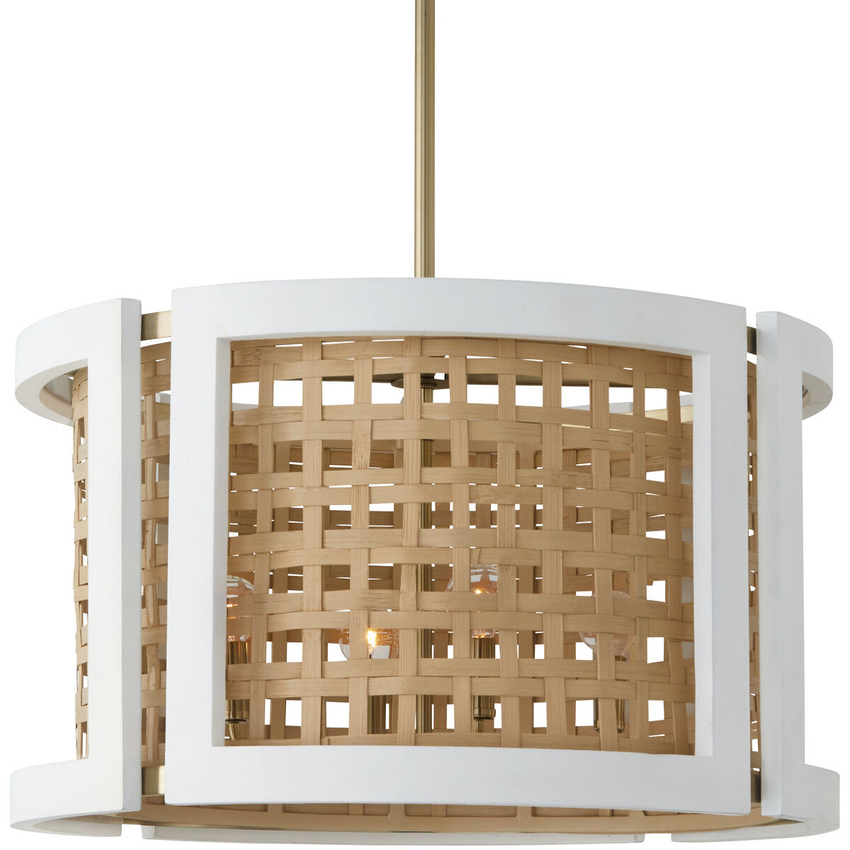 Lola 4 Light 24 inch Flat White and Matte Brass Pendant Ceiling Light