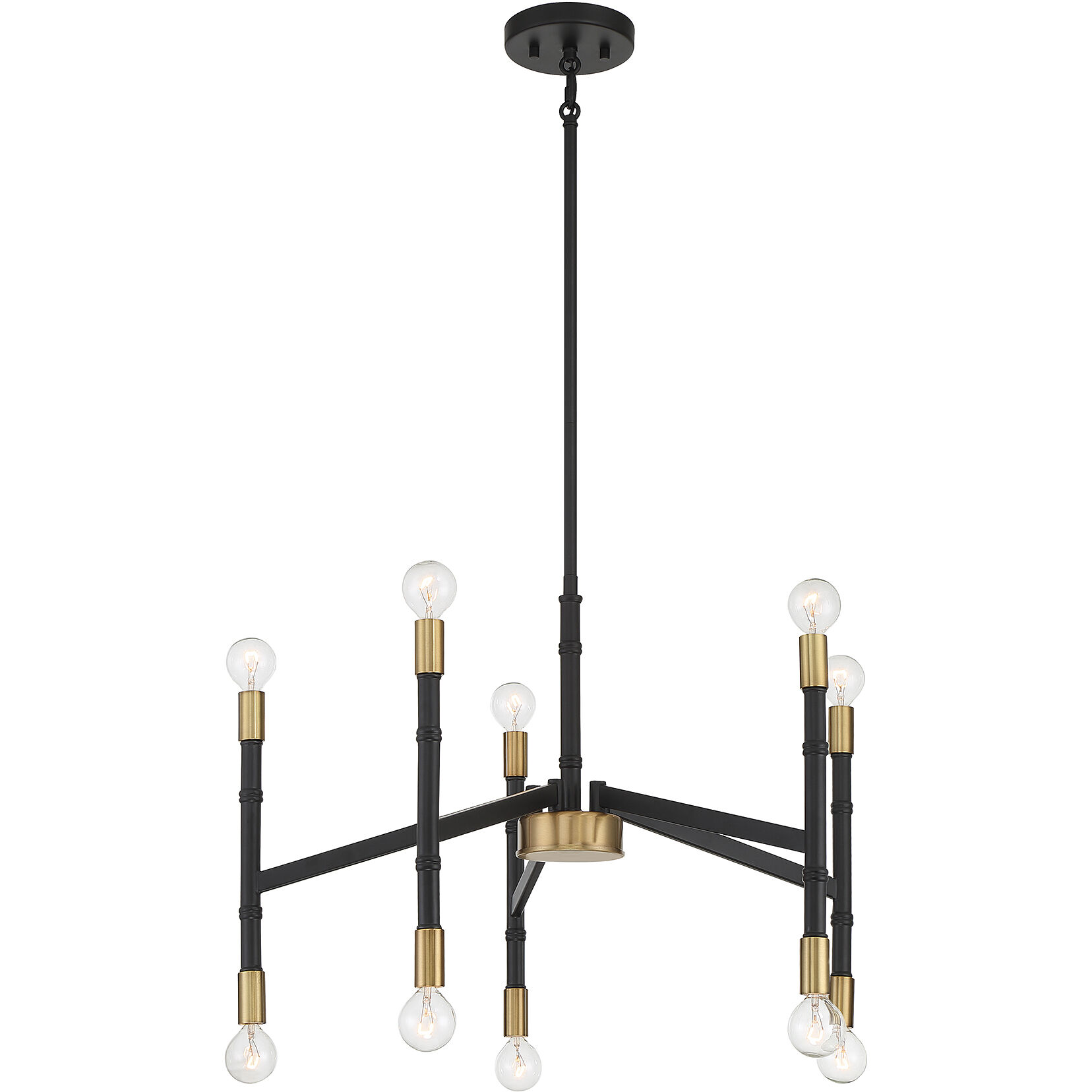 Rossi 10 Light 25 inch Matte Black with Warm Brass Chandelier Ceiling Light