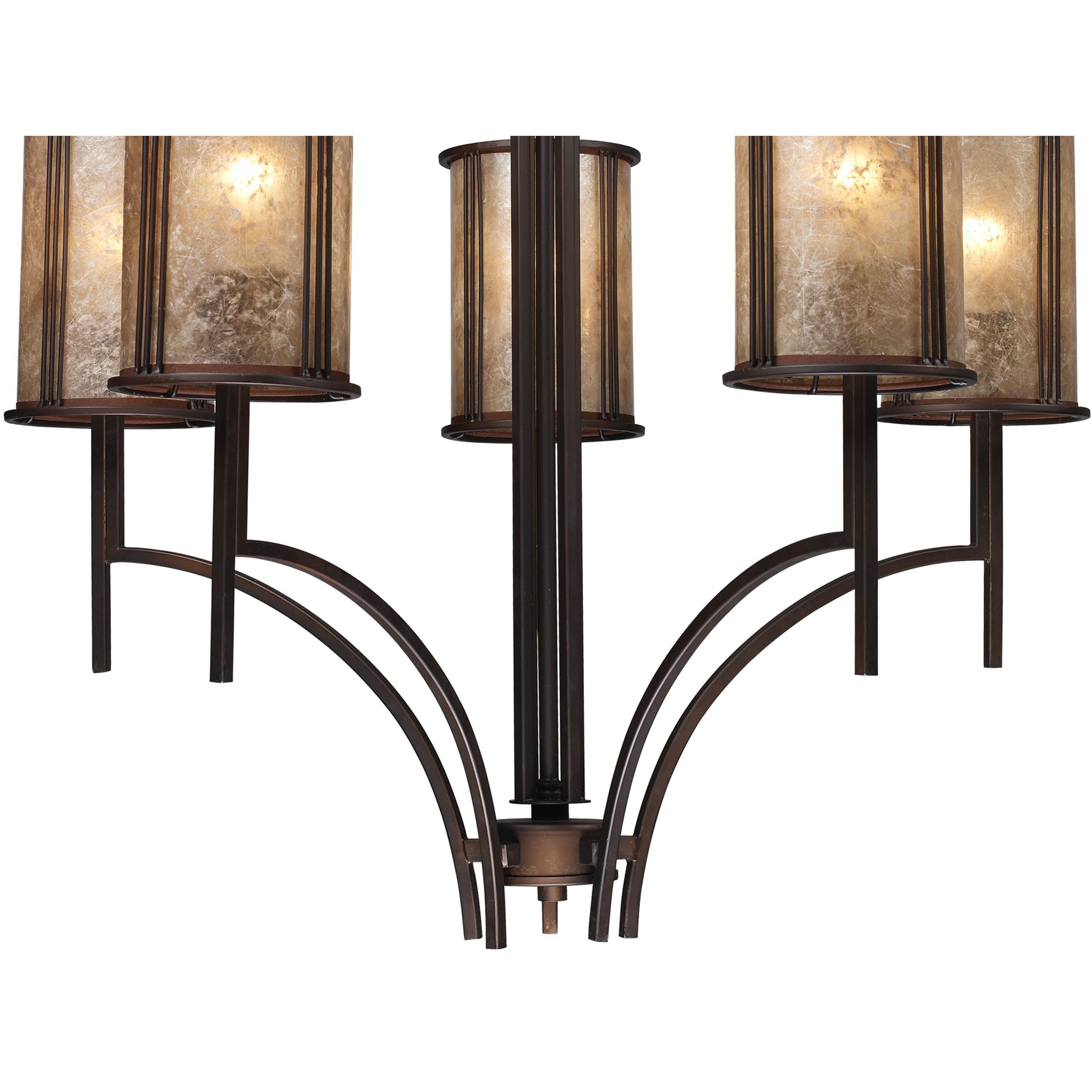 Barringer 5 Light 29 inch Aged Bronze with Tan Chandelier Ceiling Light