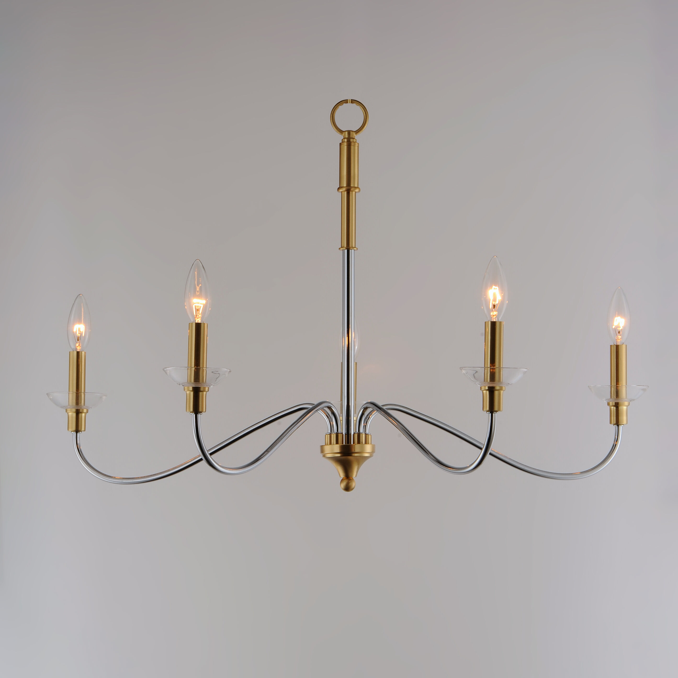Clarion 5 Light 32 inch Polished Chrome/Satin Brass Chandelier Ceiling Light
