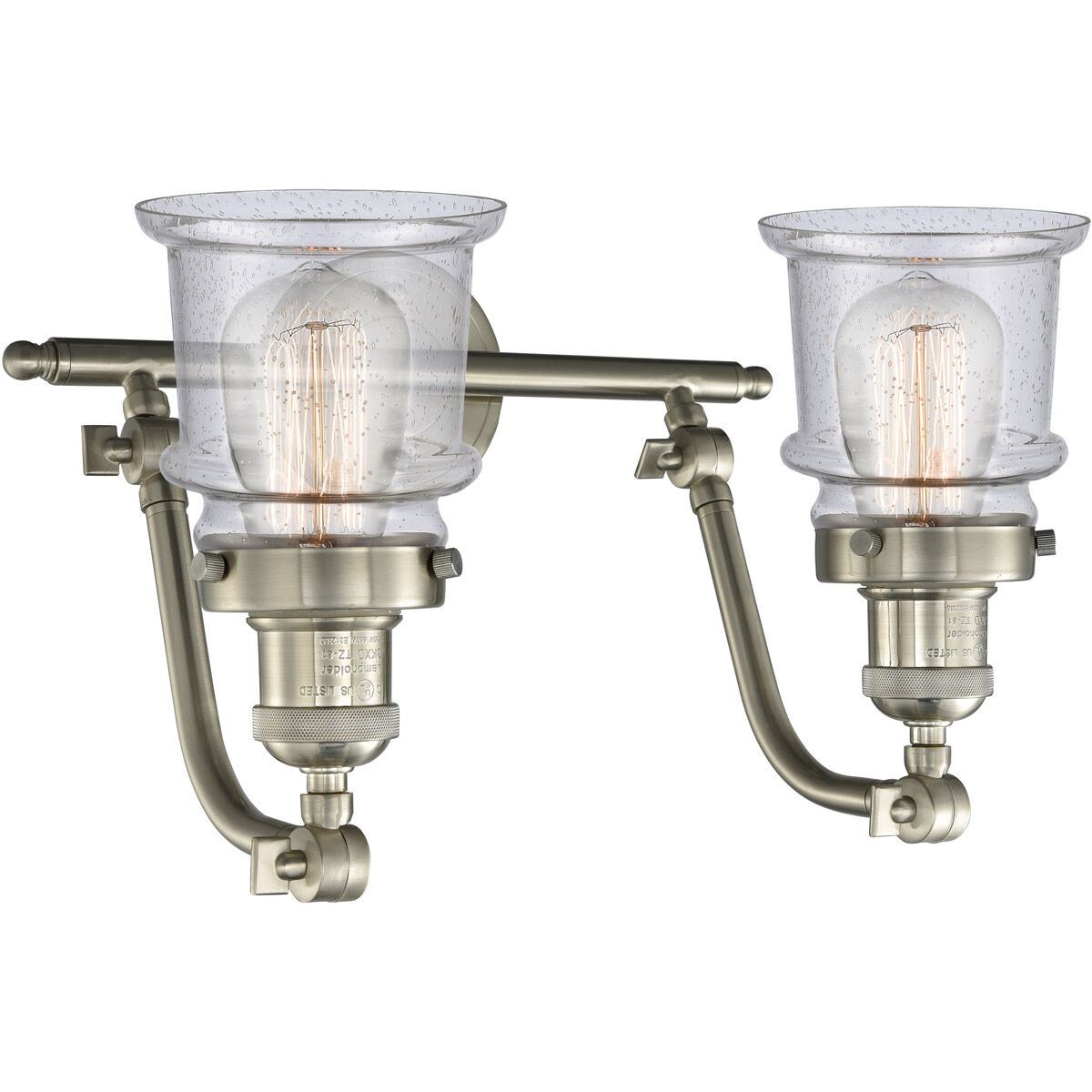 Franklin Restoration Small Canton LED 18 inch Brushed Satin Nickel Bath Vanity Light Wall Light in Seedy Glass, Franklin Restoration