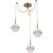 Cabochon LED 14.1 inch Novel Brass with White Marble Swag Multi-Pendant Ceiling Light in 2700K LED, Opal White