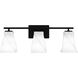 Stetson 3 Light 24.5 inch Matte Black Bath Light Wall Light, Large
