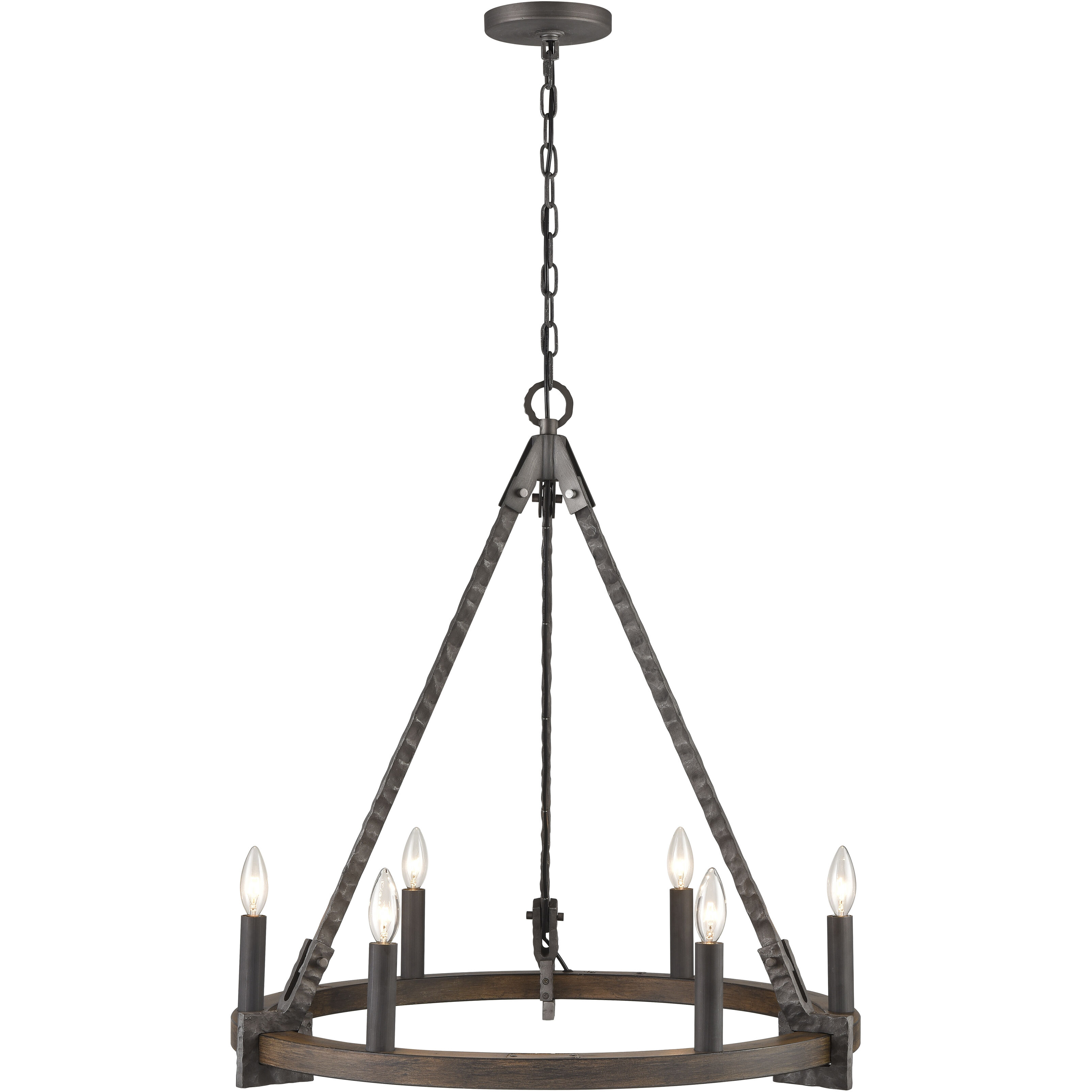 Harwell 6 Light 28.75 inch Antique Millwood Chandelier Ceiling Light