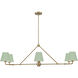 Xavier 6 Light 46 inch Vibrant Gold Linear Chandelier Ceiling Light in Vibrant Gold and Green