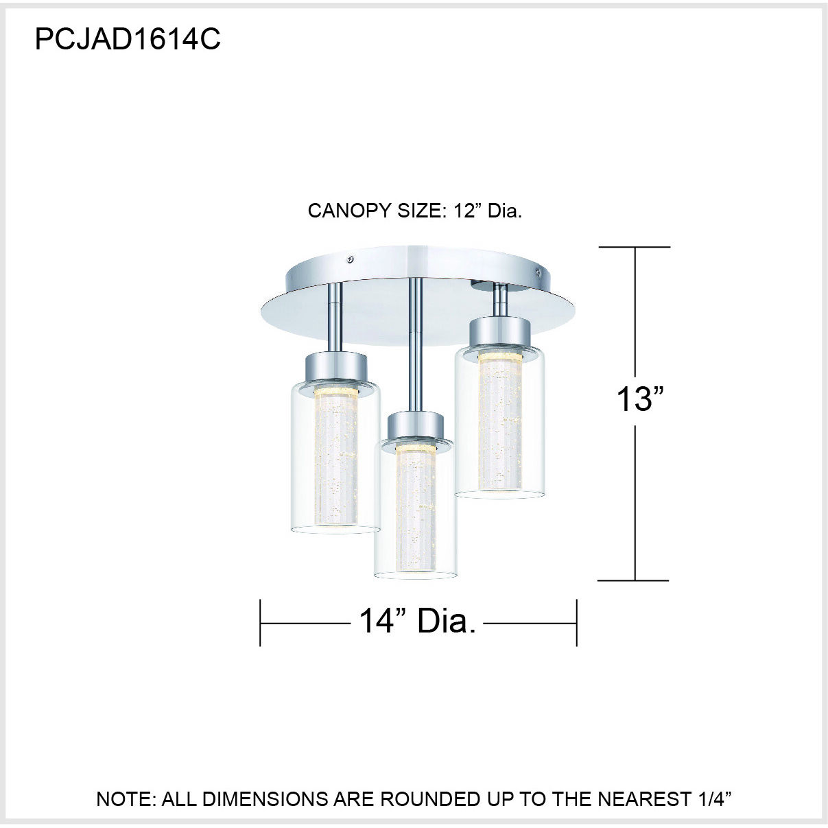 Jade LED 14 inch Polished Chrome Flush Mount Ceiling Light