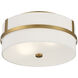 Contemporary 2 Light 13 inch Natural Brass Flush Mount Ceiling Light