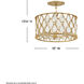 Estie 3 Light 16 inch Piastra Gold Semi-flush Mount Ceiling Light