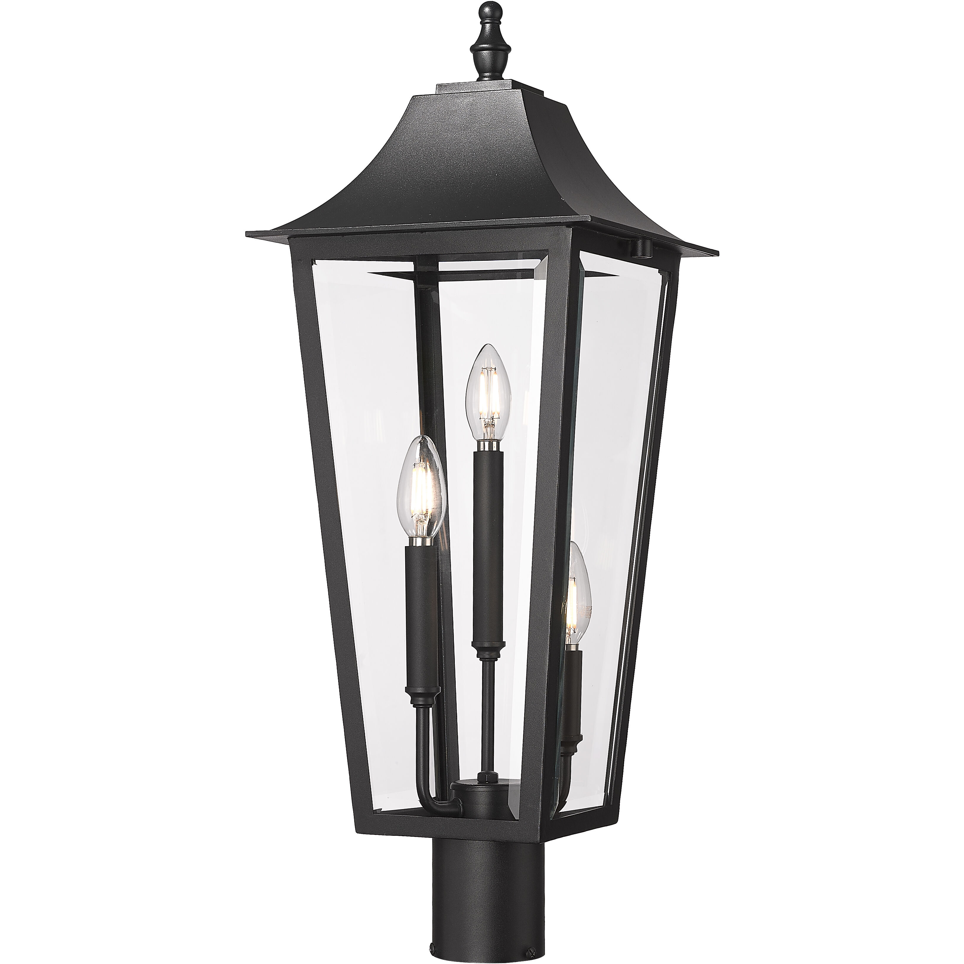 Gannon 3 Light 26.75 inch Black Outdoor Post Mounted Fixture in G9