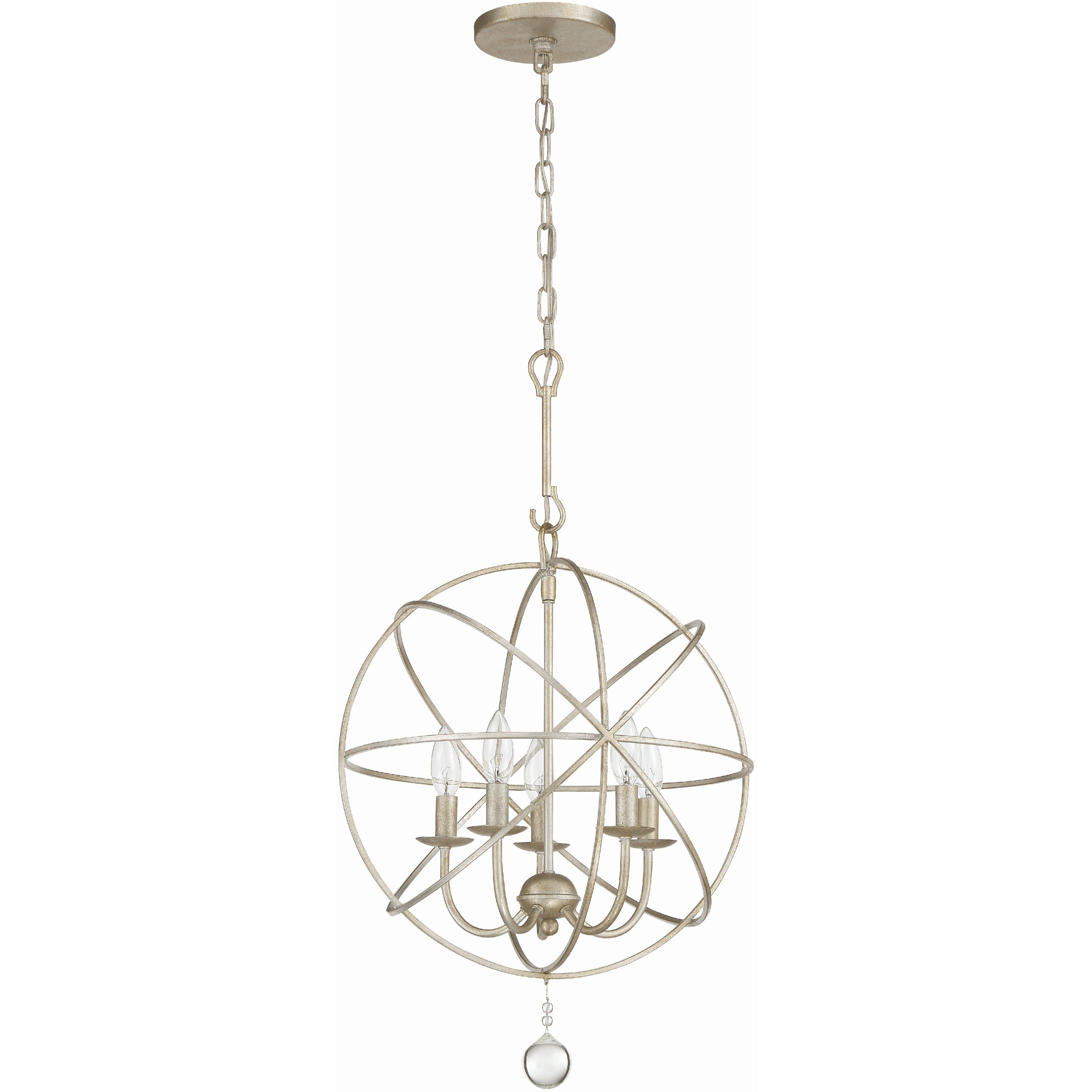 Solaris 5 Light 17 inch Olde Silver Mini Chandelier Ceiling Light