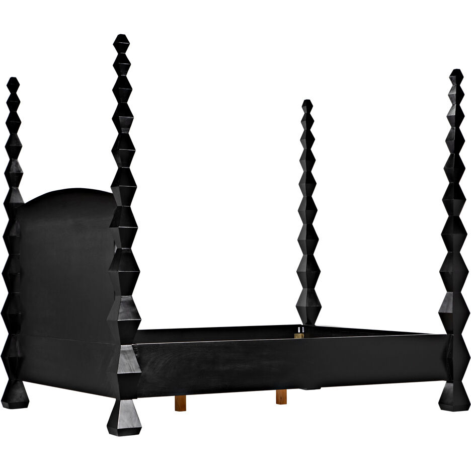 Brancusi Hand Rubbed Black Bed, Queen