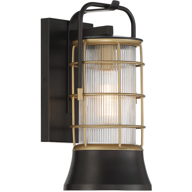 Rivamar 1 Light 13.25 inch Gold and Black Outdoor Wall Lantern