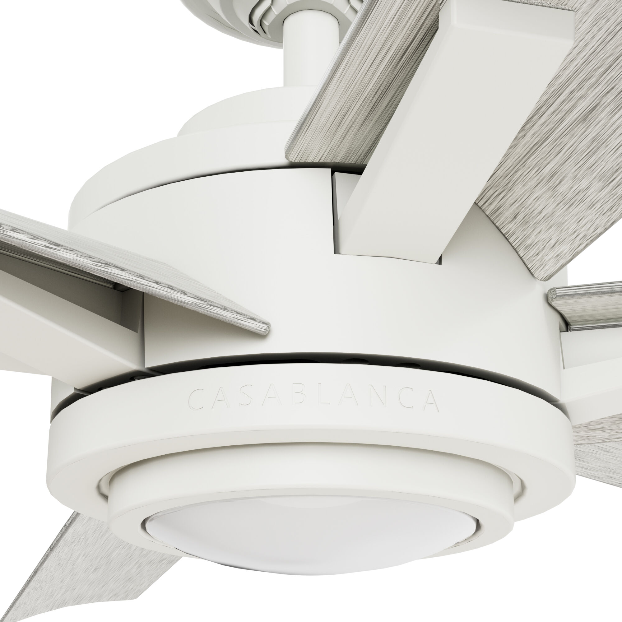 Melia 65 inch Fresh White with White Washed Oak Blades Outdoor Ceiling Fan