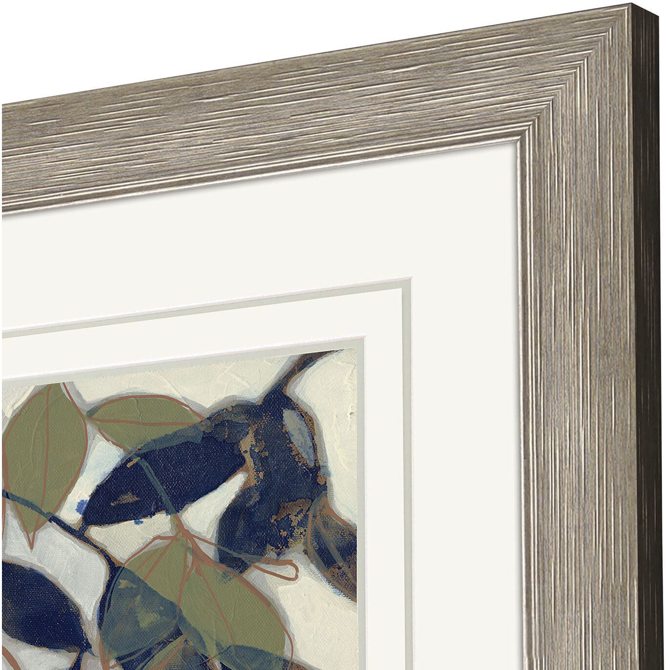 Entwined Leaves Blue and Beige and Green and White Framed Art