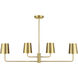 Contemporary 4 Light 42 inch Natural Brass Linear Chandelier Ceiling Light