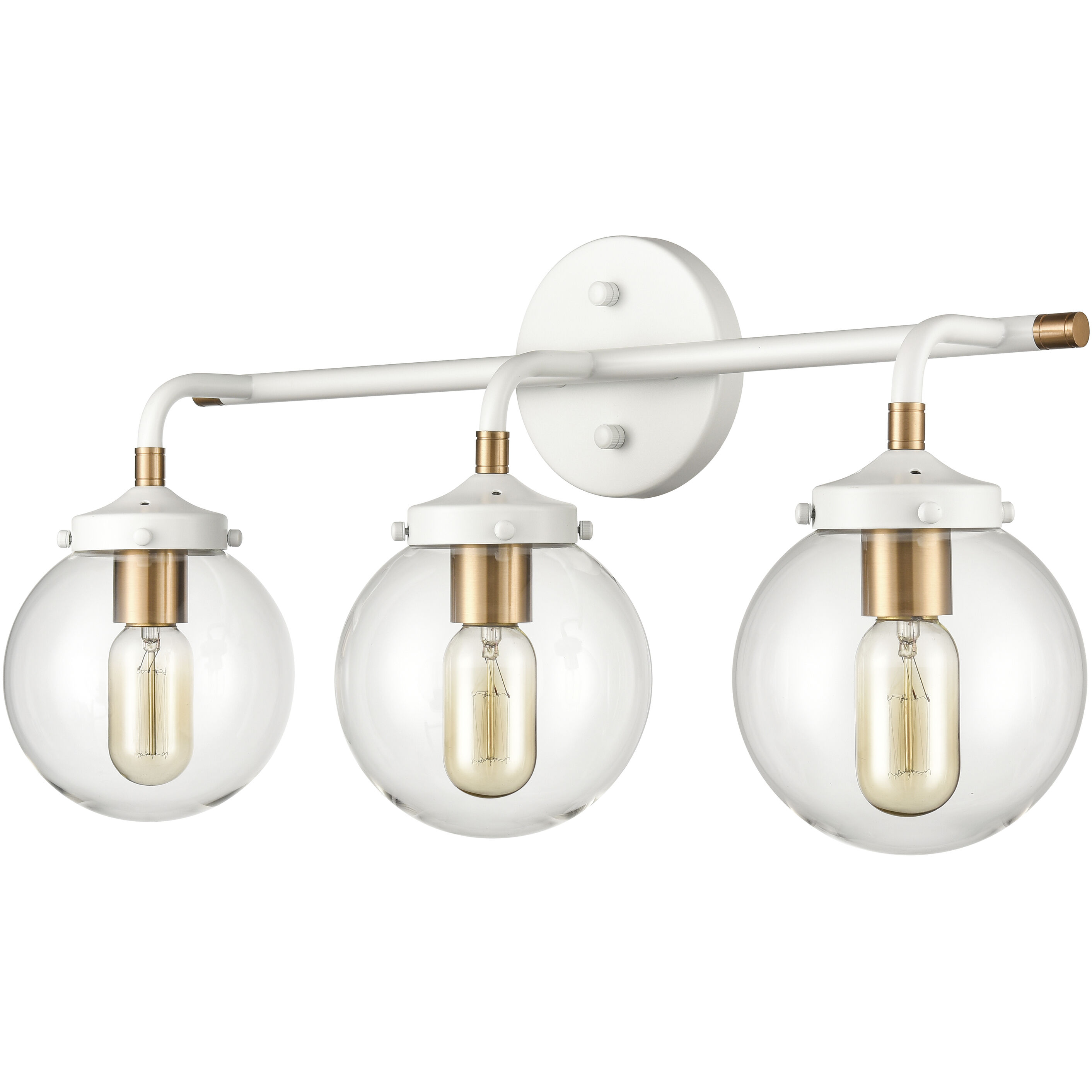 Boudreaux Vanity Light Wall Light in Matte White with Satin Brass