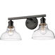 Yep Carver Vanity Wall Light in Matte Black, Clear Glass