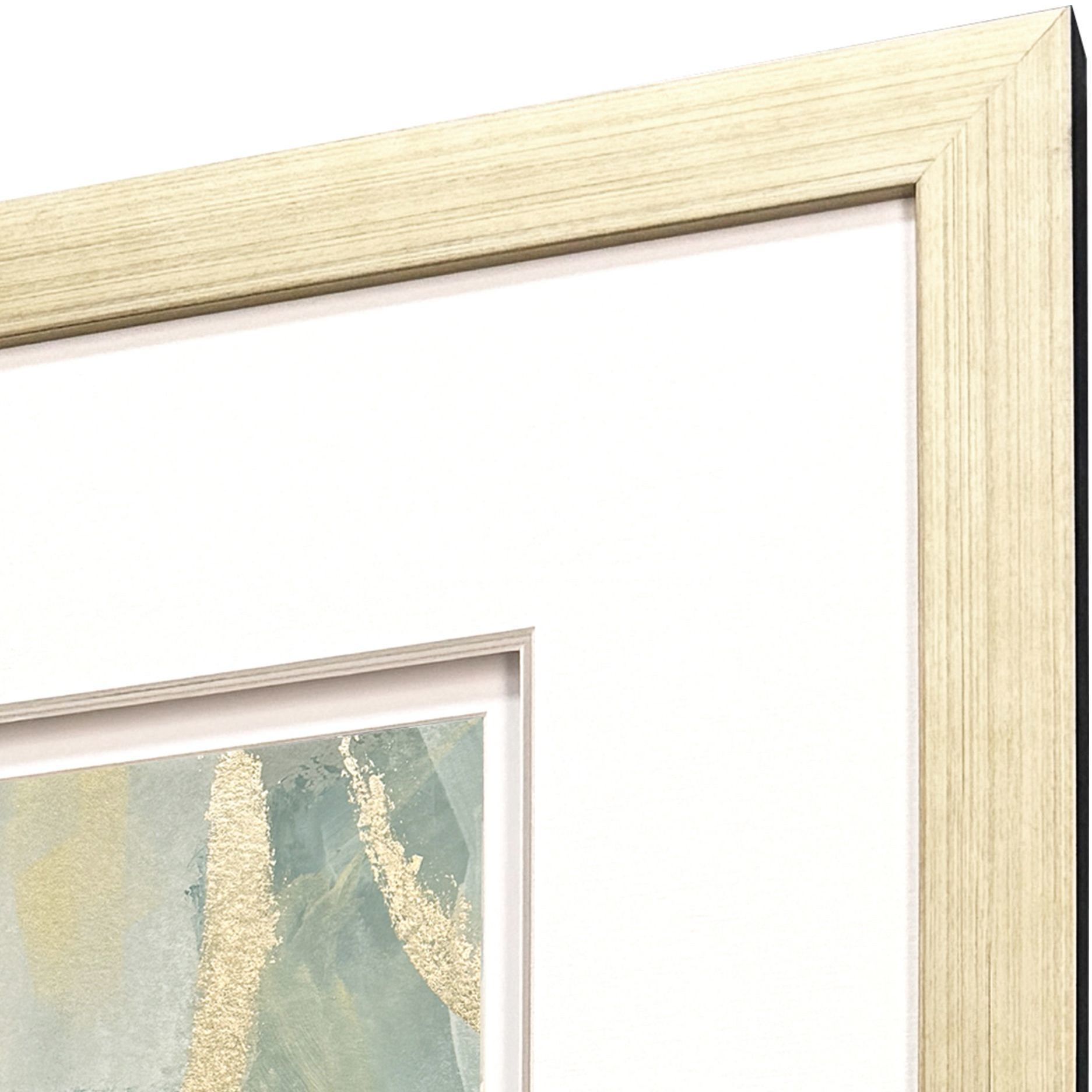Ribbon Dance Green and Beige and Gray and Metallic Framed Art, The Studio
