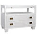 Noir 40 X 30 inch White Wash Side Table, 2 Drawer