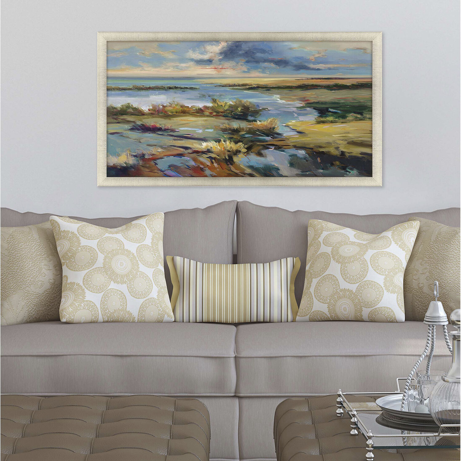 Waterside Blue and Green and Multi and Yellow Framed Art