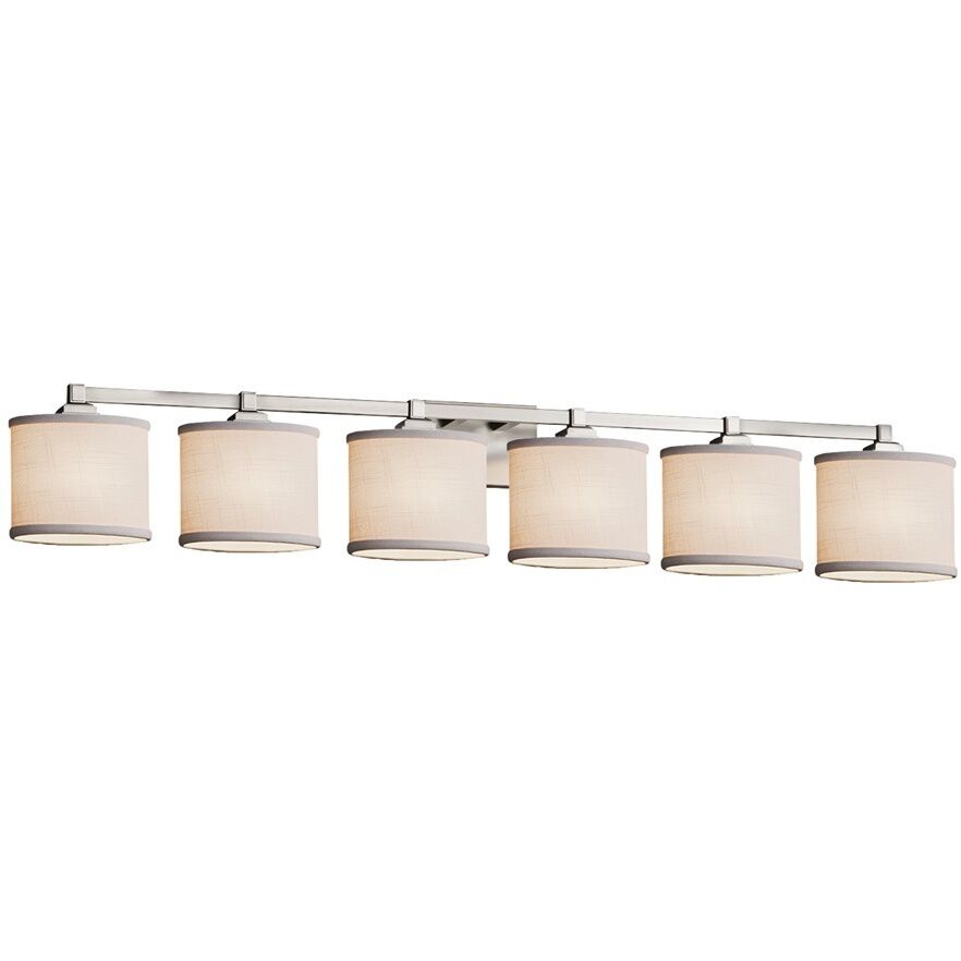 Textile 6 Light 51.5 inch Brushed Nickel Bath Vanity Light Wall Light, Regency Family, Choices