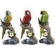 Macaw Brown and Multi-Color Figurine, Set of 3